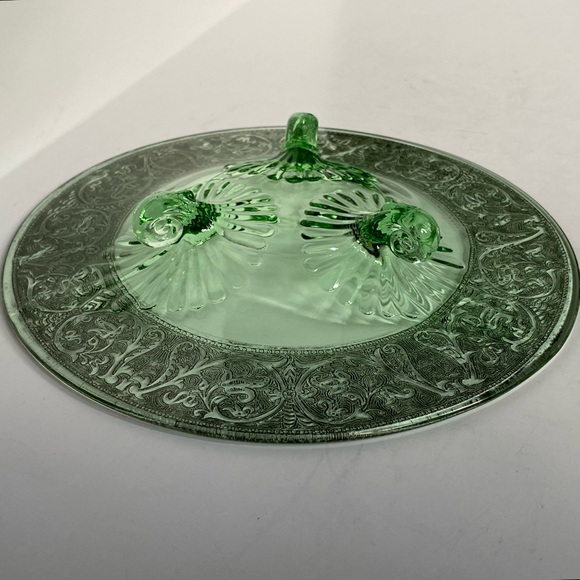 Depression Glass Footed Dish Etched Platter Plate 7” Candy Cookies Decor EUC - Picture 4 of 16